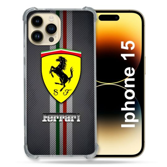 Coque Pour Iphone 15 Ferrari Carbone