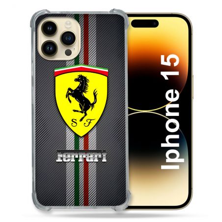Coque Pour Iphone 15 Ferrari Carbone