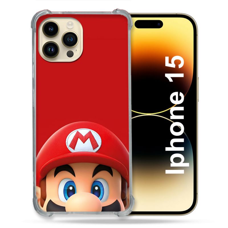 Coque Pour Iphone 15 Mario Rouge
