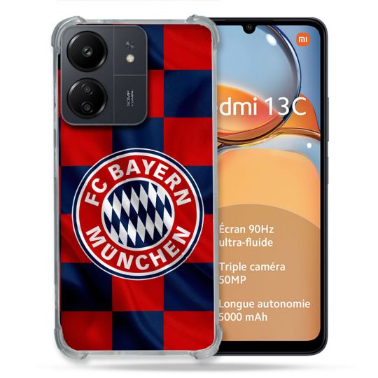 Coque Pour Xiaomi Redmi 13C Foot Bayern Munich Carreaux