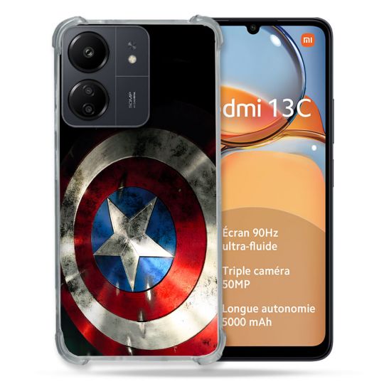 Coque Pour Xiaomi Redmi 13C Captain America Bouclier