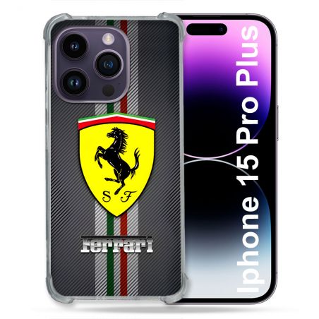 Coque Pour Iphone 15 Pro Plus Ferrari Carbone