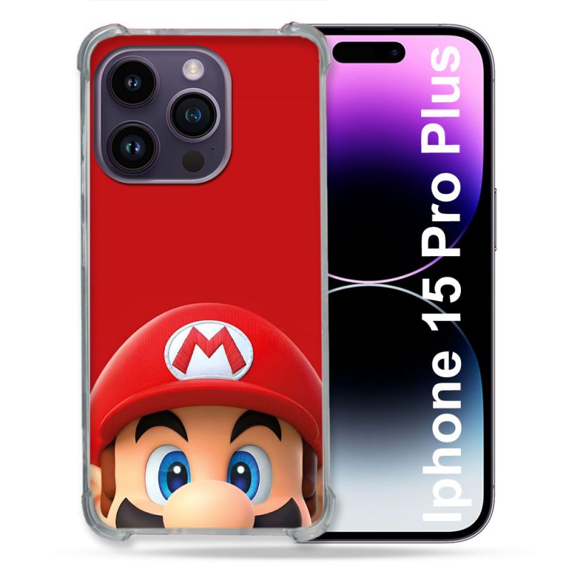 Coque Pour Iphone 15 Pro Plus Mario Rouge