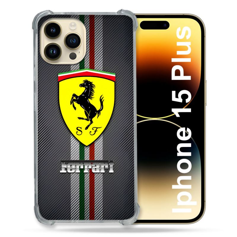 Coque Pour Coque Iphone 15 Plus Ferrari Carbone