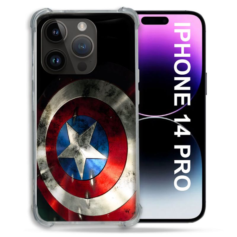 Coque Pour Iphone 14 Pro Captain America Bouclier