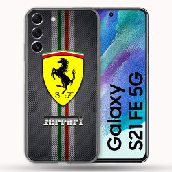 Coque Pour Samsung Galaxy S21 FE Ferrari Carbone