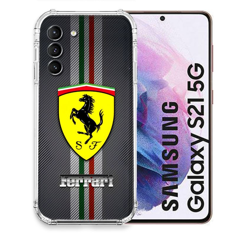 Coque Pour Samsung Galaxy S21 Ferrari Carbone