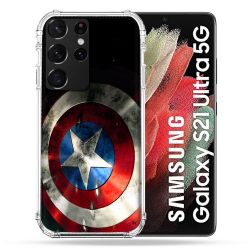Coque Pour Samsung Galaxy S21 Ultra Captain America Bouclier