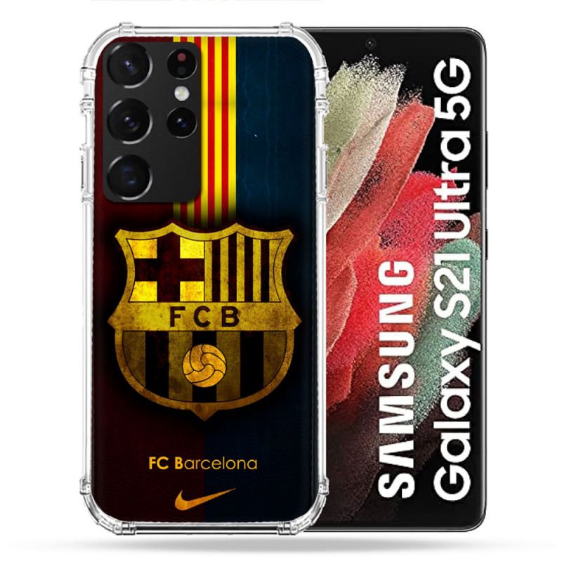 Coque Pour Samsung Galaxy S21 Ultra Foot FC Barcelone Vintage
