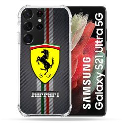 Coque Pour Samsung Galaxy S21 Ultra Ferrari Carbone