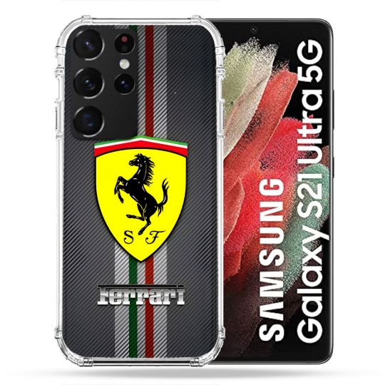 Coque Pour Samsung Galaxy S21 Ultra Ferrari Carbone