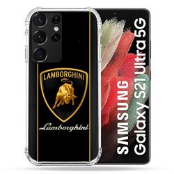 Coque Pour Samsung Galaxy S21 Ultra Lamborghini Carbone