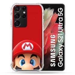 Coque Pour Samsung Galaxy S21 Ultra Mario Rouge