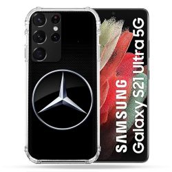 Coque Pour Samsung Galaxy S21 Ultra Mercedes Carbone