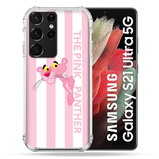 Coque Pour Samsung Galaxy S21 Ultra Panthere Rose