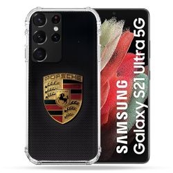 Coque Pour Samsung Galaxy S21 Ultra Porsche Carbone