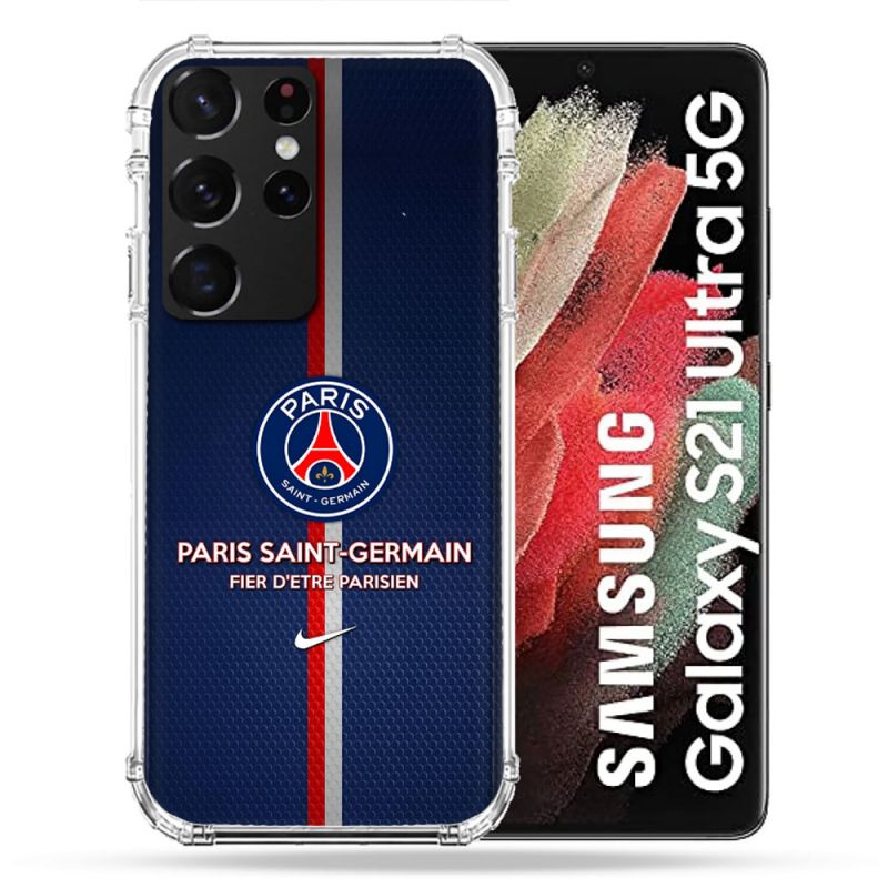 Coque Pour Samsung Galaxy S21 Ultra Foot PSG Fier