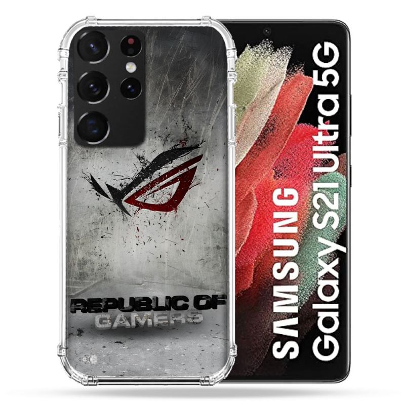 Coque Pour Samsung Galaxy S21 Ultra ROG Gris