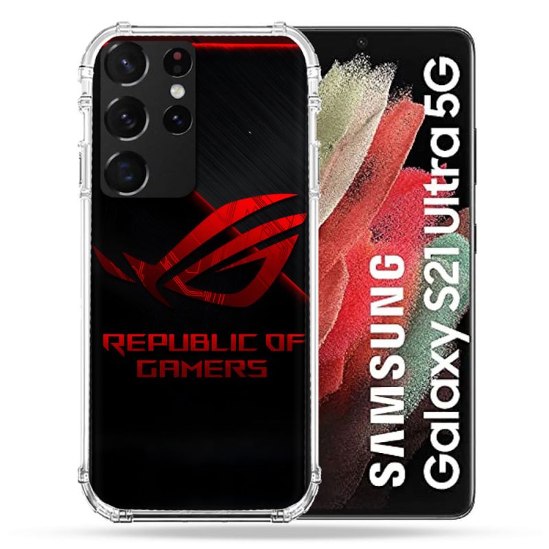 Coque Pour Samsung Galaxy S21 Ultra ROG Rouge