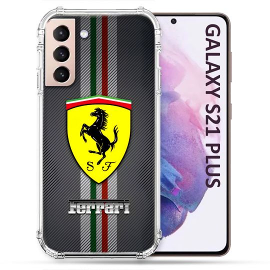 Coque Pour Samsung Galaxy S21 Plus Ferrari Carbone