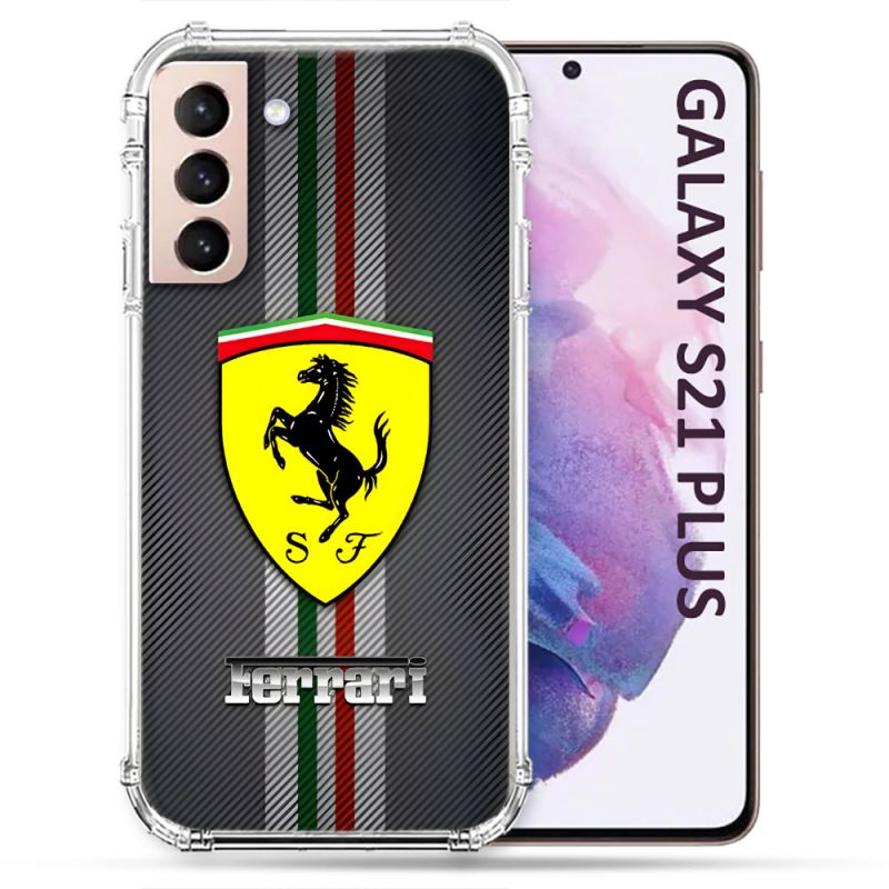 Coque Pour Samsung Galaxy S21 Plus Ferrari Carbone