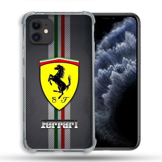 Coque Pour Iphone 11 (6.1) Ferrari Carbone