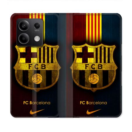 Housse Cuir Portefeuille Pour Xiaomi Redmi Note 13 Pro 5G Foot FC Barcelone Vintage