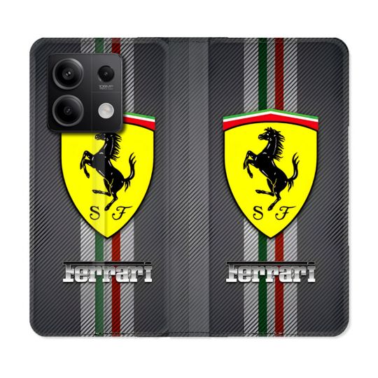 Housse Cuir Portefeuille Pour Xiaomi Redmi Note 13 Pro 5G Ferrari Carbone