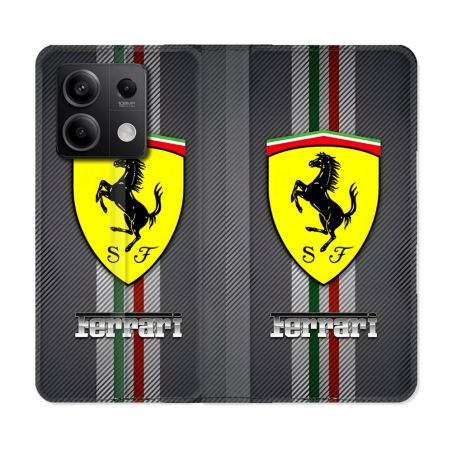 Housse Cuir Portefeuille Pour Xiaomi Redmi Note 13 Pro 5G Ferrari Carbone