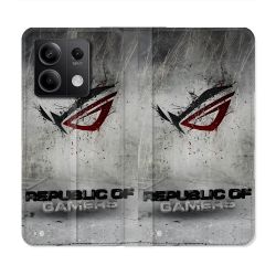 Housse Cuir Portefeuille Pour Xiaomi Redmi Note 13 Pro 5G ROG Gris