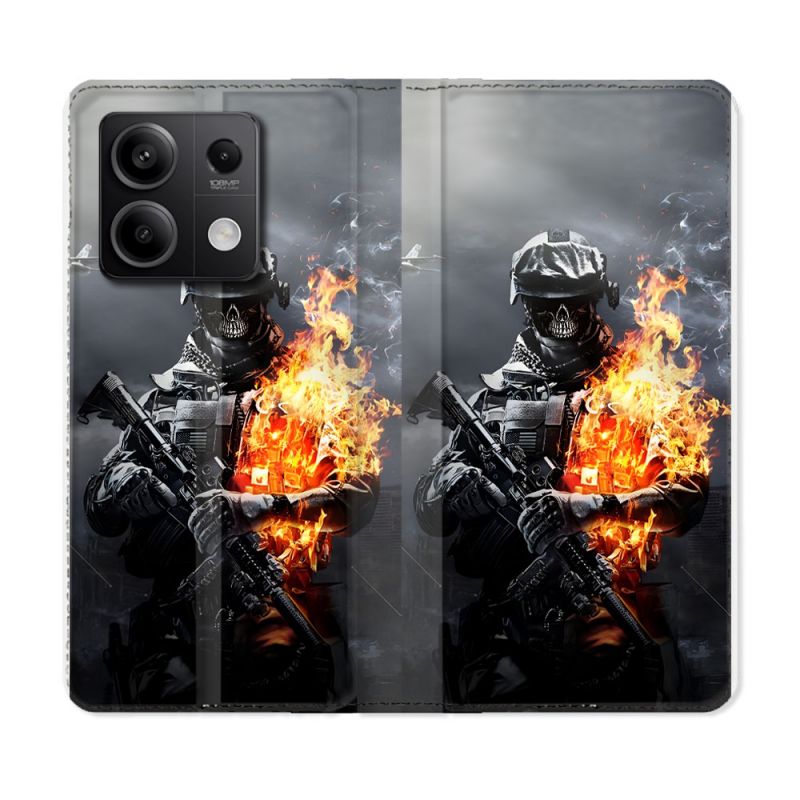 Housse Cuir Portefeuille Pour Xiaomi Redmi Note 13 5G Call Of Duty Squelette