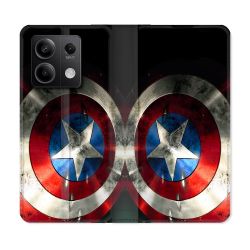 Housse Cuir Portefeuille Pour Xiaomi Redmi Note 13 5G Captain America Bouclier