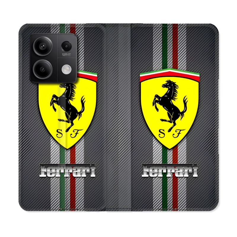 Housse Cuir Portefeuille Pour Xiaomi Redmi Note 13 5G Ferrari Carbone
