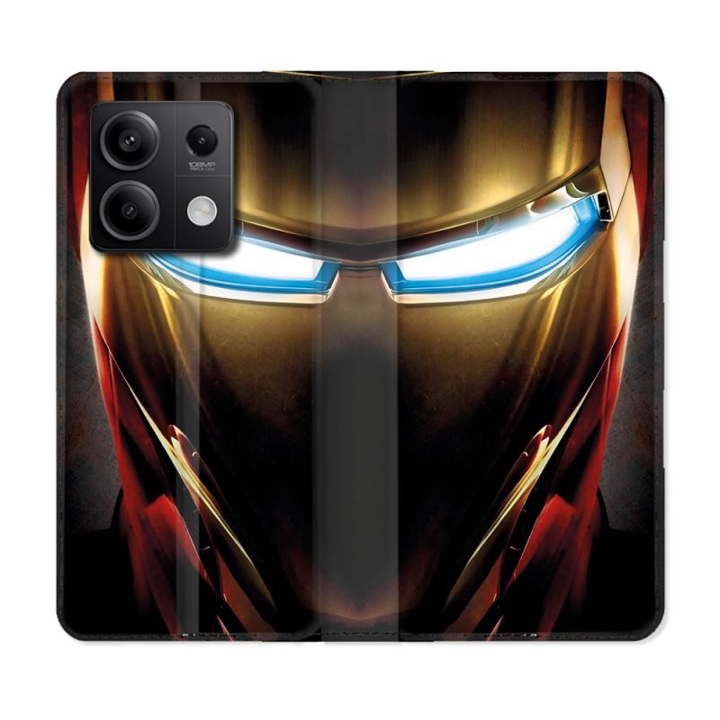 Housse Cuir Portefeuille Pour Xiaomi Redmi Note 13 5G Iron Man Casque