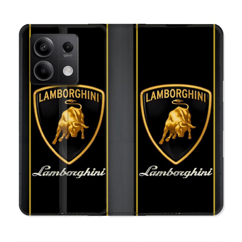 Housse Cuir Portefeuille Pour Xiaomi Redmi Note 13 5G Lamborghini Carbone