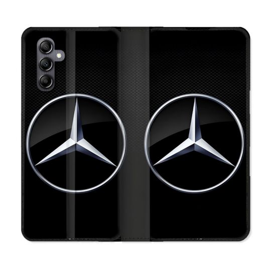Housse Cuir Portefeuille Pour Samsung Galaxy A05S Mercedes Carbone