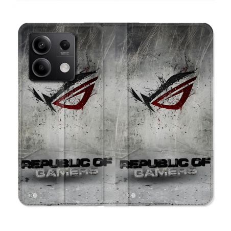 Housse Cuir Portefeuille Pour Xiaomi Redmi Note 13 5G ROG Gris