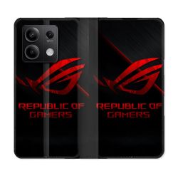 Housse Cuir Portefeuille Pour Xiaomi Redmi Note 13 5G ROG Rouge