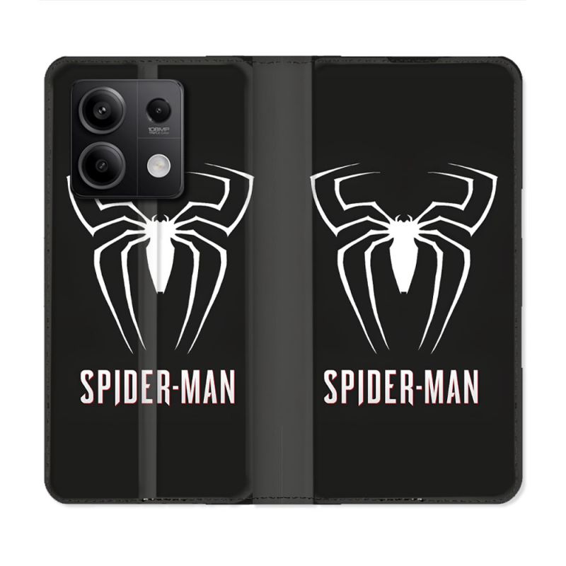Housse Cuir Portefeuille Pour Xiaomi Redmi Note 13 5G Spiderman Logo