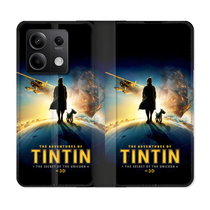 Housse Cuir Portefeuille Pour Xiaomi Redmi Note 13 5G Tintin Affiche