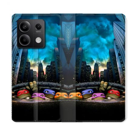 Housse Cuir Portefeuille Pour Xiaomi Redmi Note 13 5G Tortue Ninja Ville
