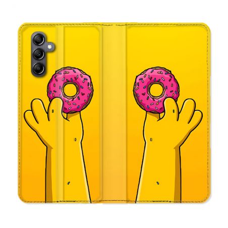 Housse Cuir Portefeuille Pour Samsung Galaxy A05S Simpson Donuts