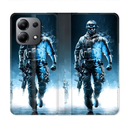 Housse Cuir Portefeuille Pour Xiaomi Redmi Note 13 4G Call Of Duty Guerrier