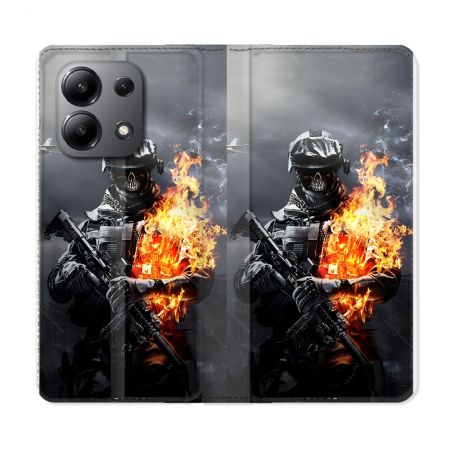 Housse Cuir Portefeuille Pour Xiaomi Redmi Note 13 4G Call Of Duty Squelette