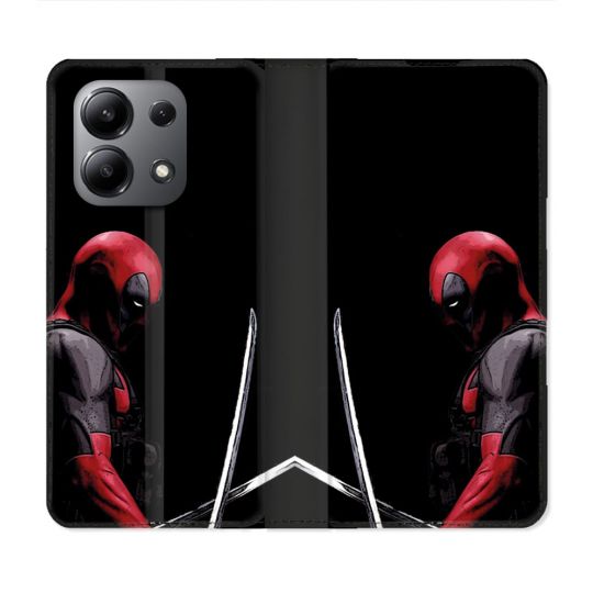 Housse Cuir Portefeuille Pour Xiaomi Redmi Note 13 4G Deadpool Epee