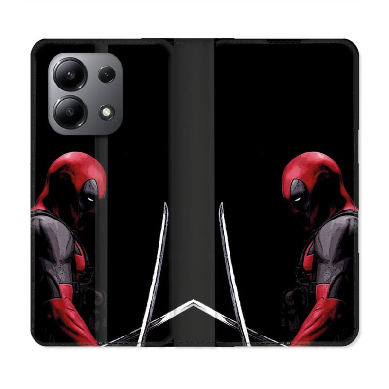 Housse Cuir Portefeuille Pour Xiaomi Redmi Note 13 4G Deadpool Epee