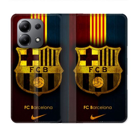 Housse Cuir Portefeuille Pour Xiaomi Redmi Note 13 4G Foot FC Barcelone Vintage