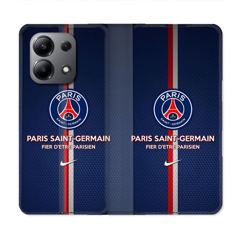 Housse Cuir Portefeuille Pour Xiaomi Redmi Note 13 4G Foot PSG Fier