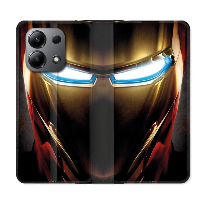 Housse Cuir Portefeuille Pour Xiaomi Redmi Note 13 4G Iron Man Casque