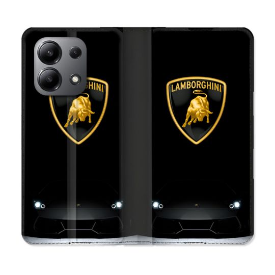 Housse Cuir Portefeuille Pour Xiaomi Redmi Note 13 4G Lamborghini Noir